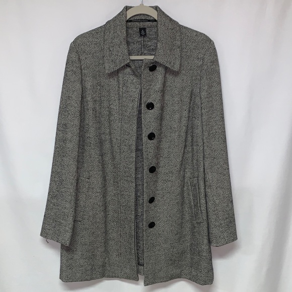 Isda & Co Jackets & Blazers - Gray Patterned Women's Trench Coat